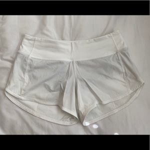 White Lululemon speed up shorts